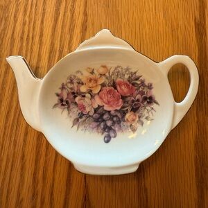 Vintage Floral Teapot-Shaped Dish
